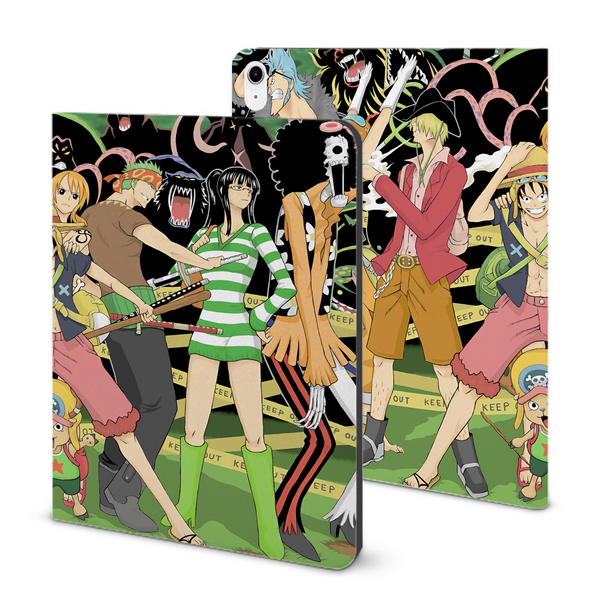 （画像用） ワンピース ONE PIECE IPad ケース ブック型 PUレザー TPU 耐衝撃 軽量 薄型 ペン収納なし 全面保護 IPad 各モデル対応